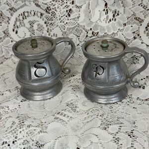 Wilton Armetale RWP USA Pewter Salt and Pepper Shakers Vintage Mug Style Set